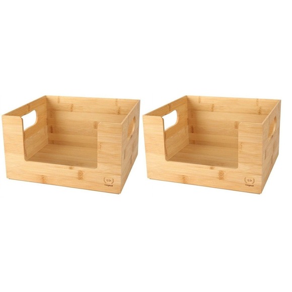The Home Edit Bamboo Open Front Small Storage and Organizing Bins 2 pack Netflix - Picture 6 of 7